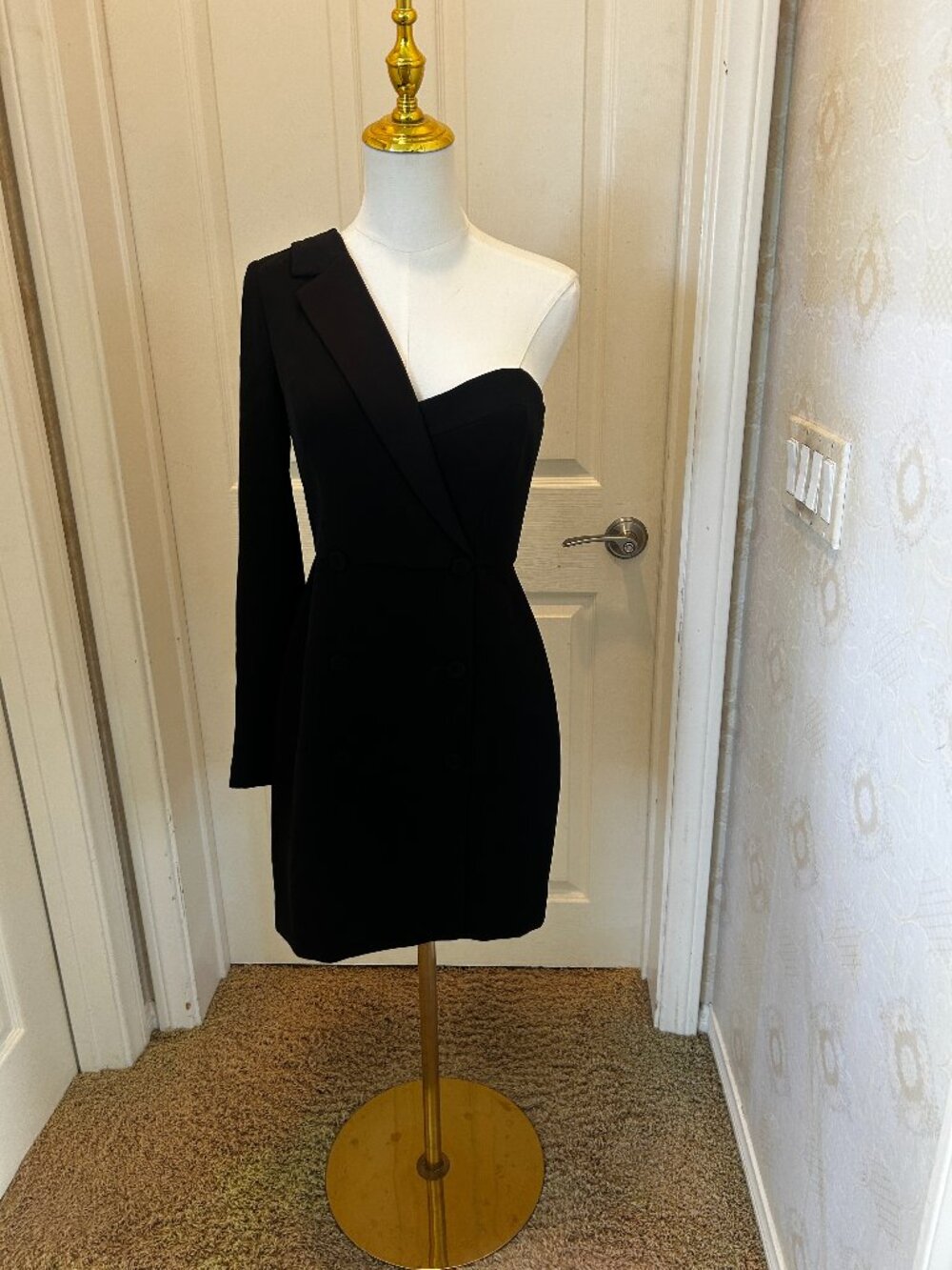 BCBGMAXAZRIA Black One Shoulder Blazer Dress Size 6 Cocktail Party Mini